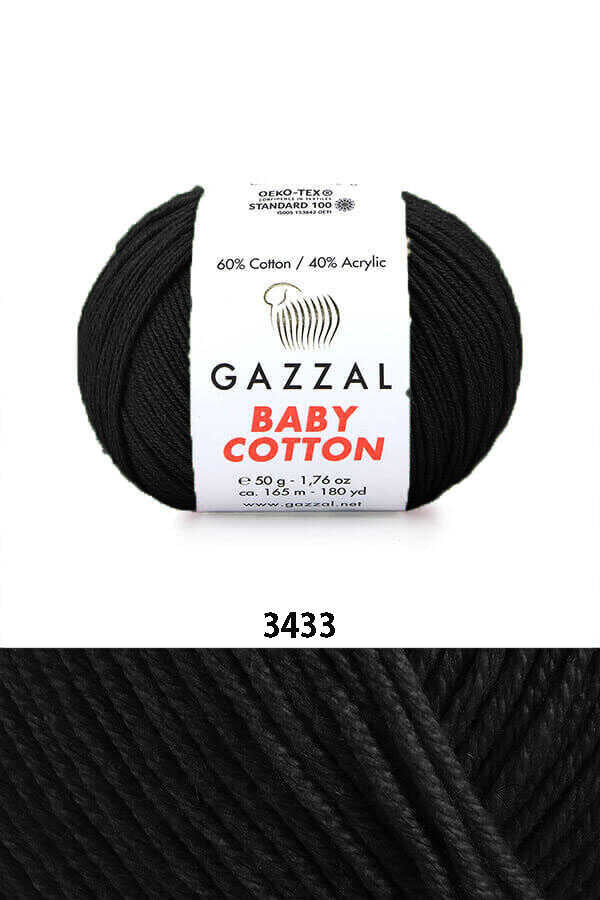 Gazzal Baby Cotton örgü ipliği Siyah - LivanConcept