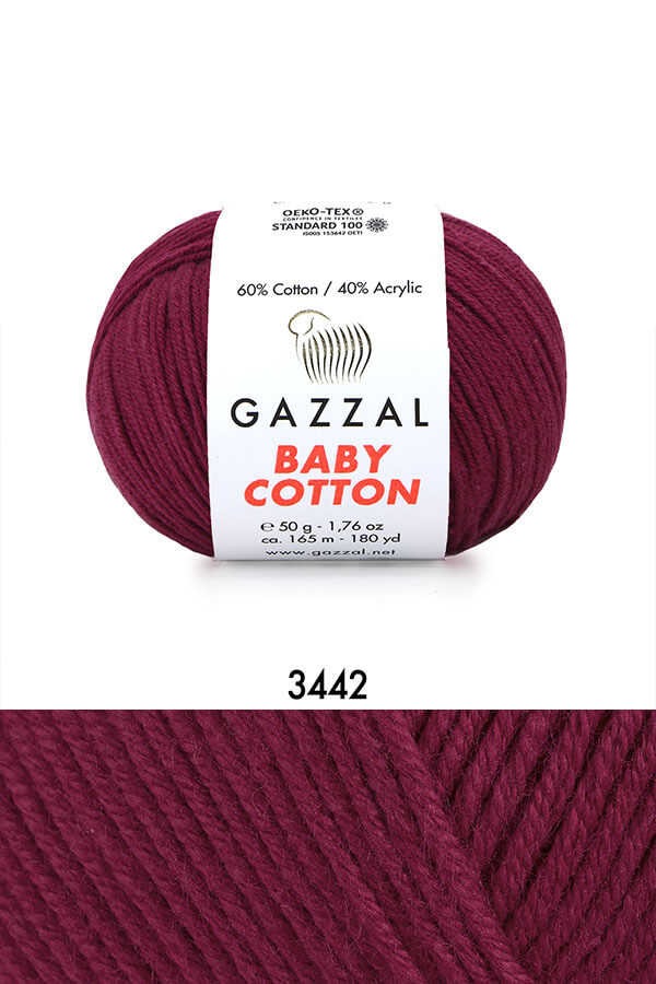 Gazzal Baby Cotton örgü ipliği Bordo - LivanConcept