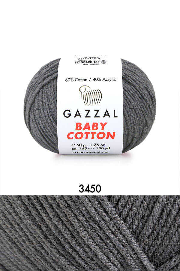 Gazzal Baby Cotton örgü ipliği Koyu Gri - LivanConcept