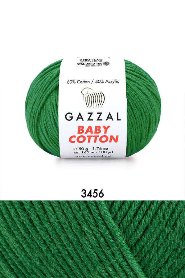 Gazzal Baby Cotton örgü ipliği Yeşil (3456) - LivanConcept
