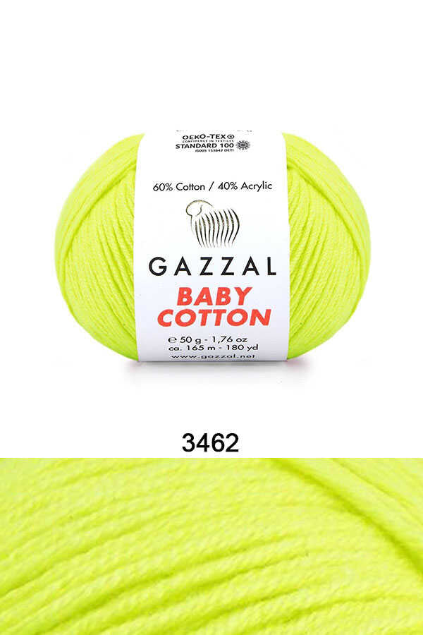 Gazzal Baby Cotton örgü ipliği Neon Sarı - LivanConcept