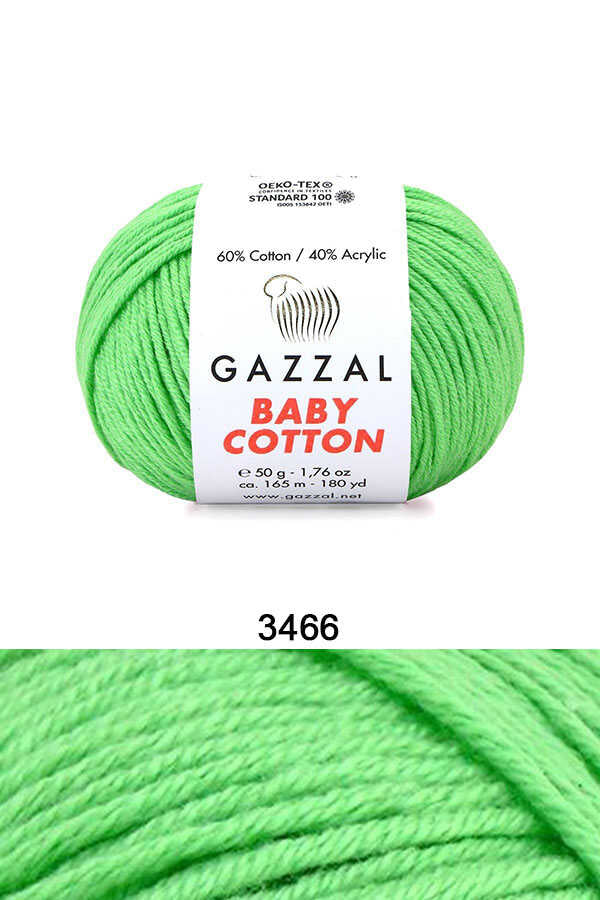 Gazzal Baby Cotton örgü ipliği Yeşil (3466) - LivanConcept