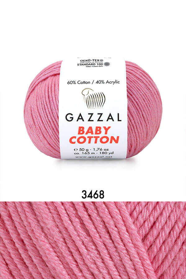 Gazzal Baby Cotton örgü ipliği Pembe (3468) - LivanConcept