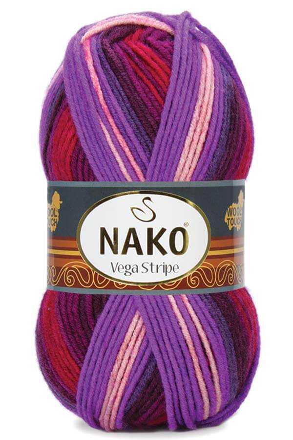Nako Vega Stripe Çizgili Örgü İpi | %100 Premium Akrilik - 100g 195m