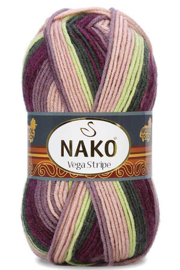 Nako Vega Stripe Çizgili Örgü İpi | %100 Premium Akrilik - 100g 195m