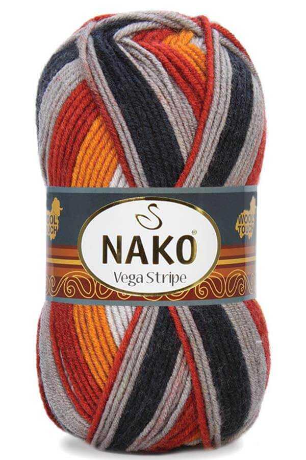 Nako Vega Stripe Çizgili Örgü İpi | %100 Premium Akrilik - 100g 195m