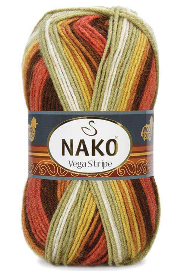 Nako Vega Stripe Çizgili Örgü İpi | %100 Premium Akrilik - 100g 195m