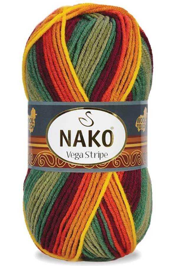 Nako Vega Stripe Çizgili Örgü İpi | %100 Premium Akrilik - 100g 195m