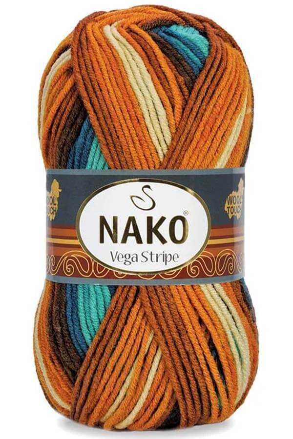 Nako Vega Stripe Çizgili Örgü İpi | %100 Premium Akrilik - 100g 195m