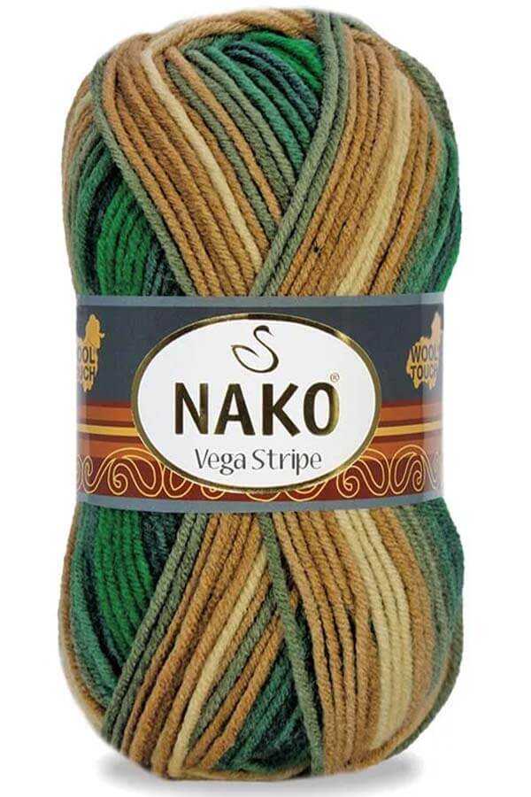 Nako Vega Stripe Çizgili Örgü İpi | %100 Premium Akrilik - 100g 195m
